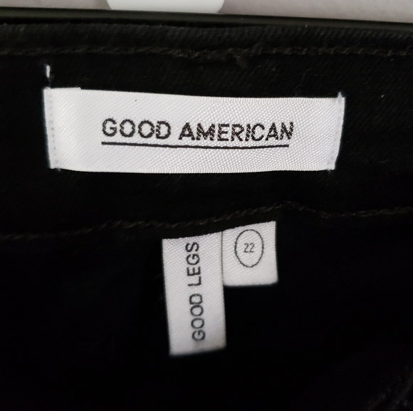 Good American Good Legs High Waist Skinny Jeans Black Coated Waxed SZ 22 - Picture 4 of 5